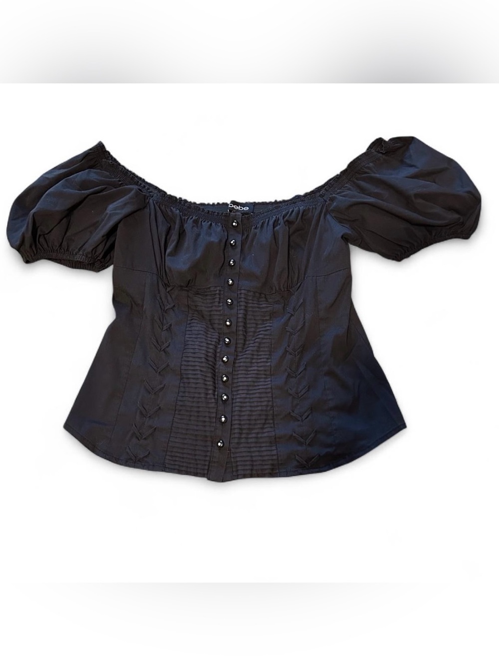vintage 2000s bebe black milkmaid top